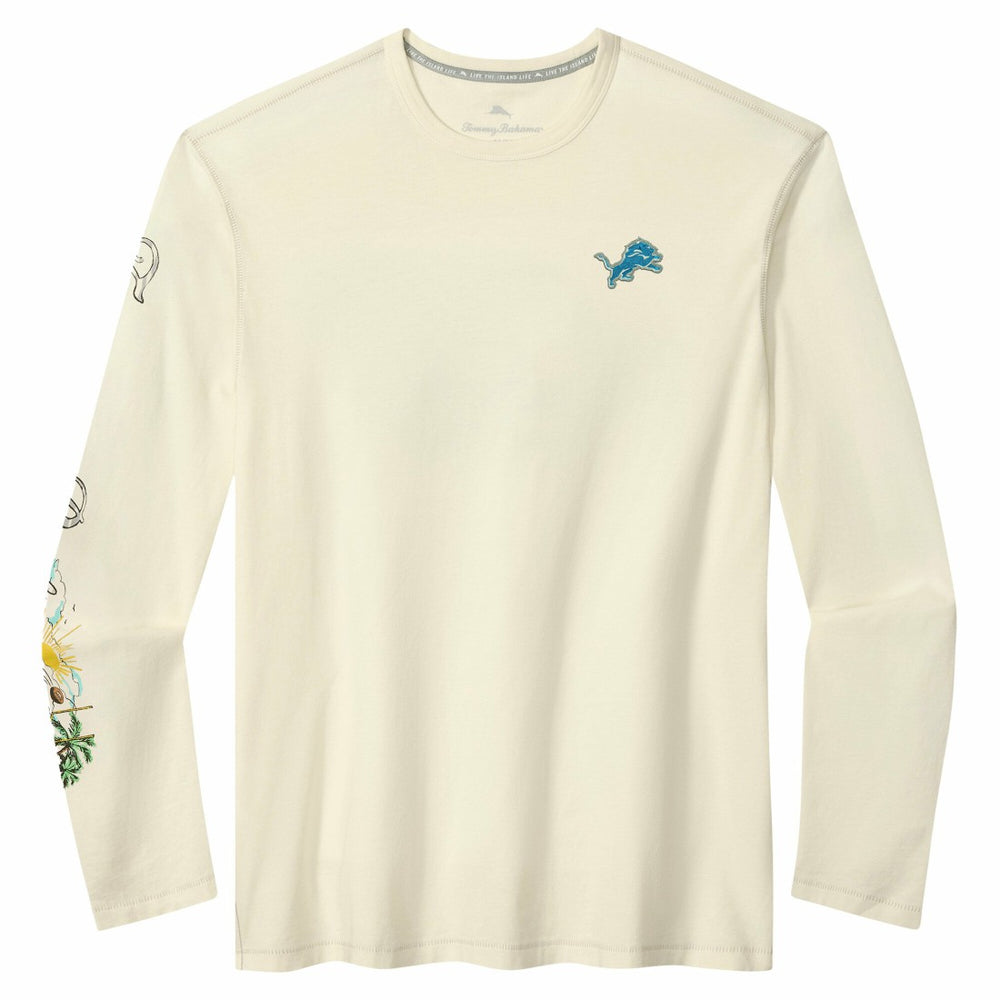 Detroit Lions Oasis Endzone Lux Long Sleeve T-Shirt Cream | Tommy Bahama