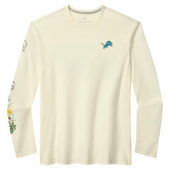 Detroit Lions Oasis Endzone Lux Long Sleeve T-Shirt Cream | Tommy Bahama