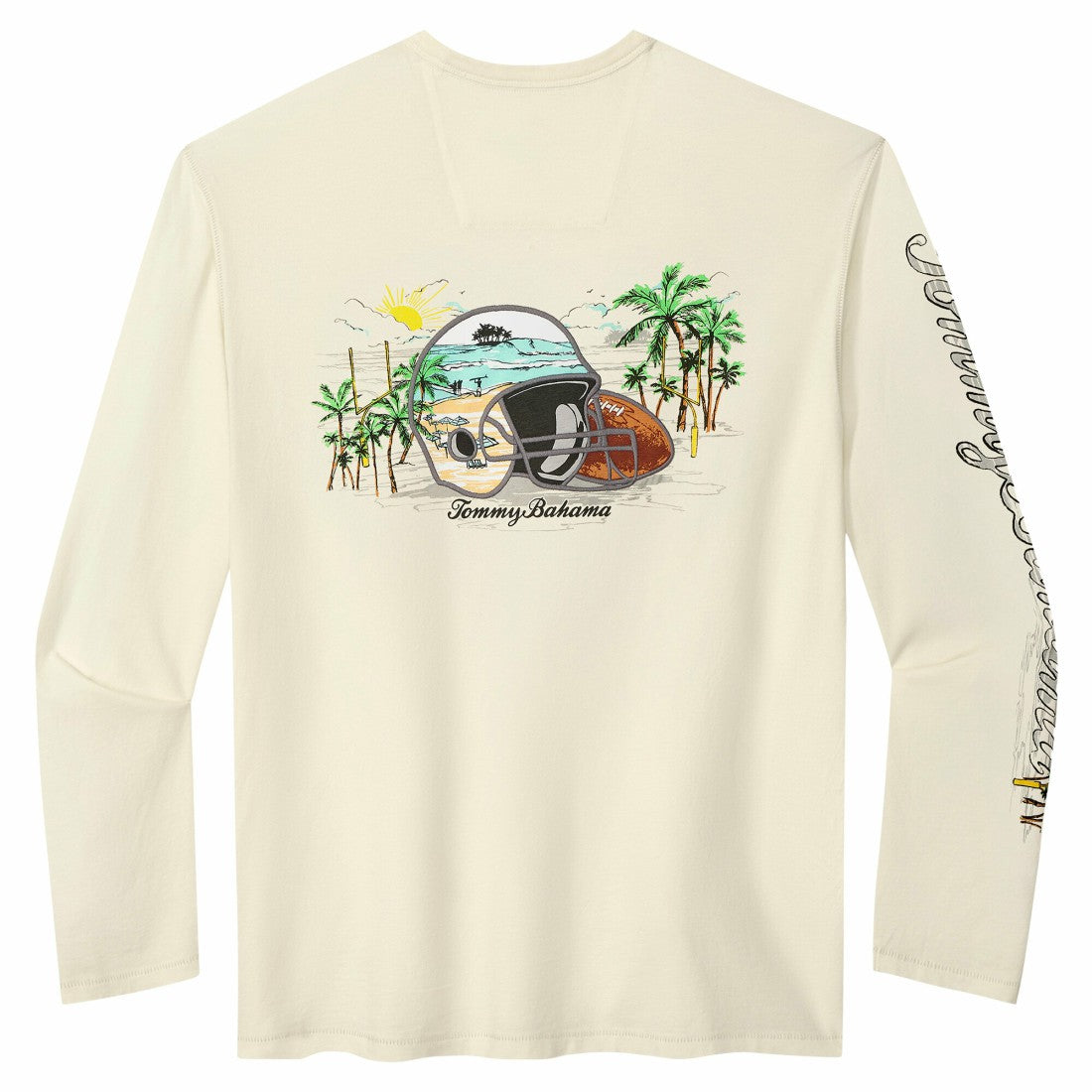 Detroit Lions Oasis Endzone Lux Long Sleeve T-Shirt Cream | Tommy Bahama