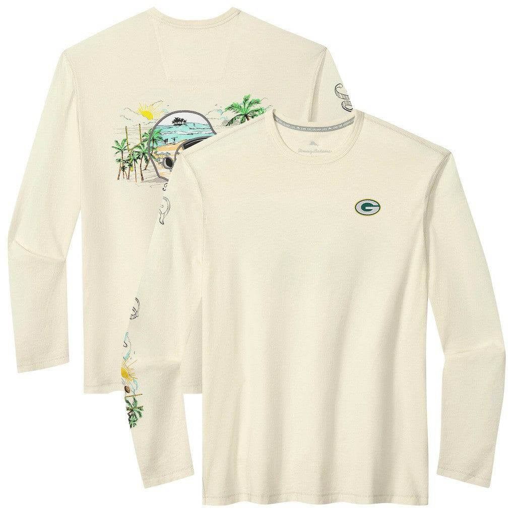 Green Bay Packers Oasis Endzone Lux Long Sleeve T-Shirt Cream | Tommy Bahama