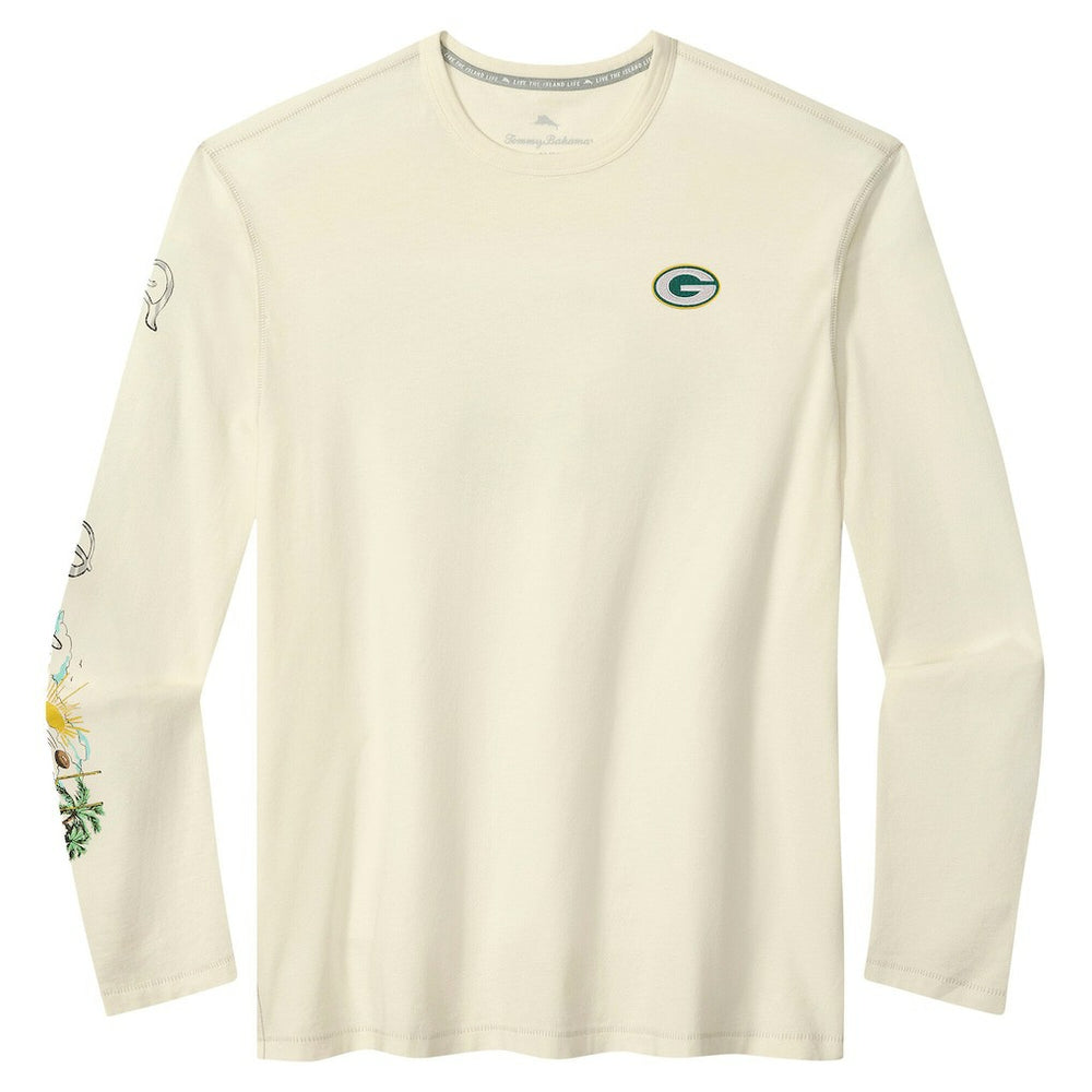 Green Bay Packers Oasis Endzone Lux Long Sleeve T-Shirt Cream | Tommy Bahama