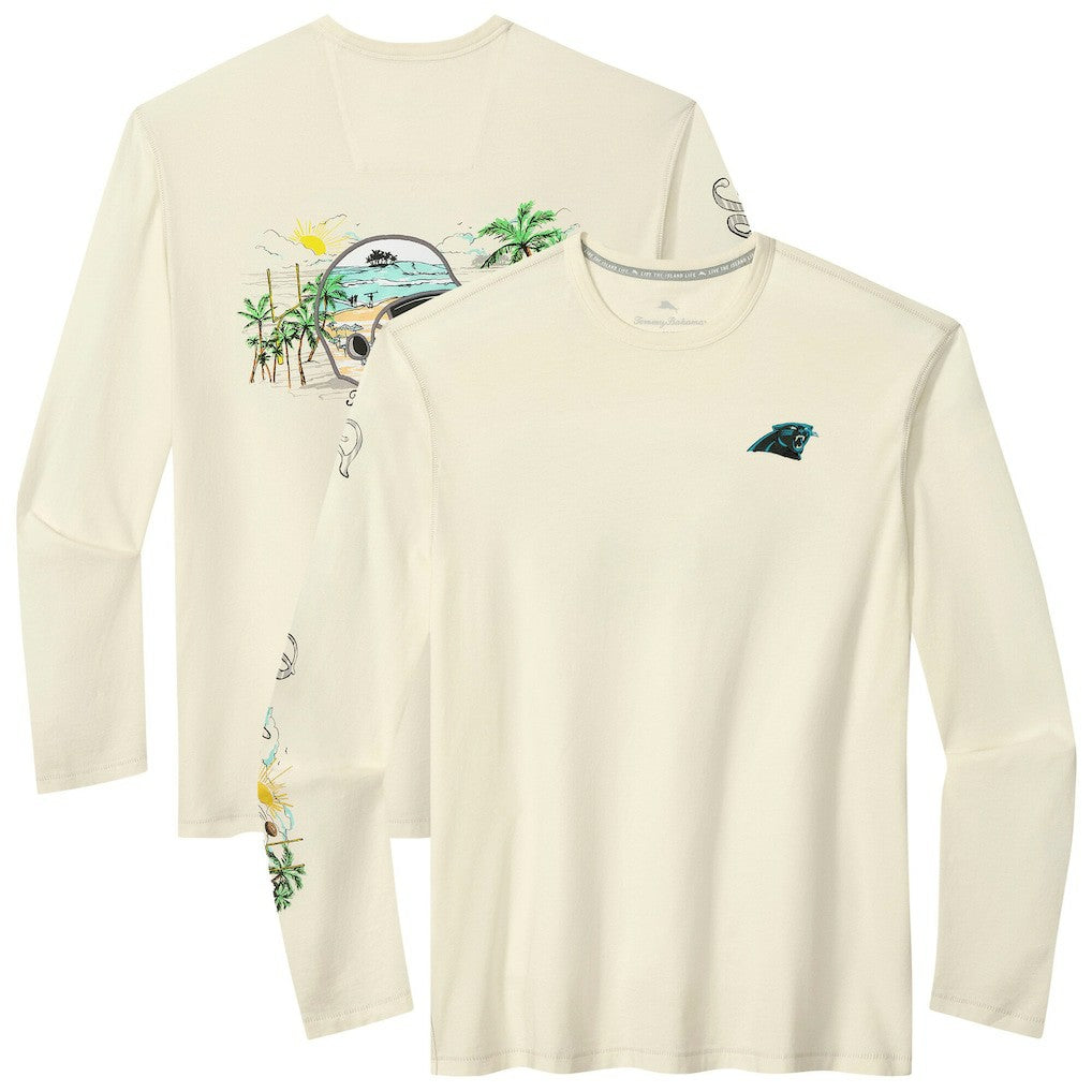 Carolina Panthers Oasis Endzone Lux Long Sleeve T-Shirt Cream | Tommy Bahama