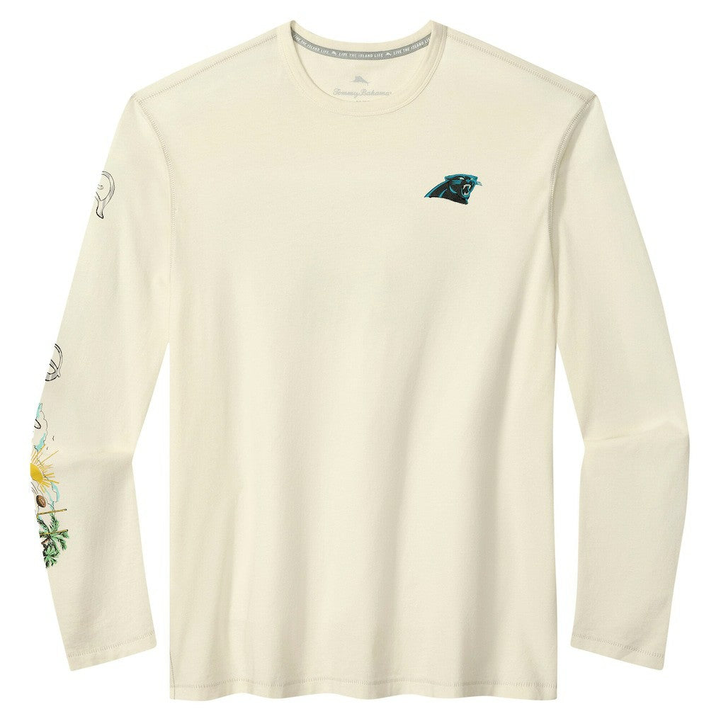 Carolina Panthers Oasis Endzone Lux Long Sleeve T-Shirt Cream | Tommy Bahama