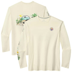 Pittsburgh Steelers Oasis Endzone Lux Long Sleeve T-Shirt Cream | Tommy Bahama