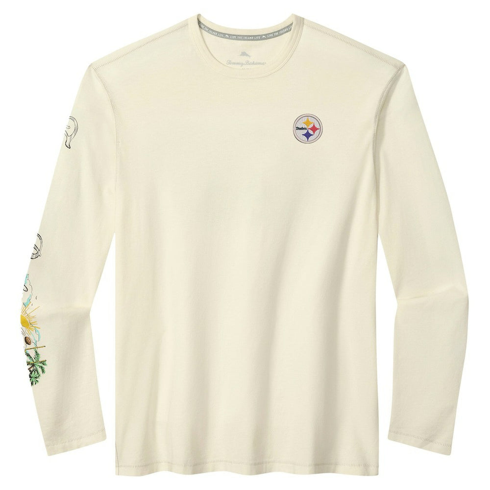 Pittsburgh Steelers Oasis Endzone Lux Long Sleeve T-Shirt Cream | Tommy Bahama