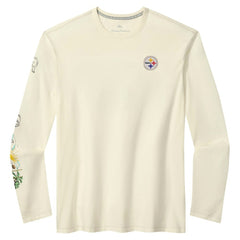Pittsburgh Steelers Oasis Endzone Lux Long Sleeve T-Shirt Cream | Tommy Bahama
