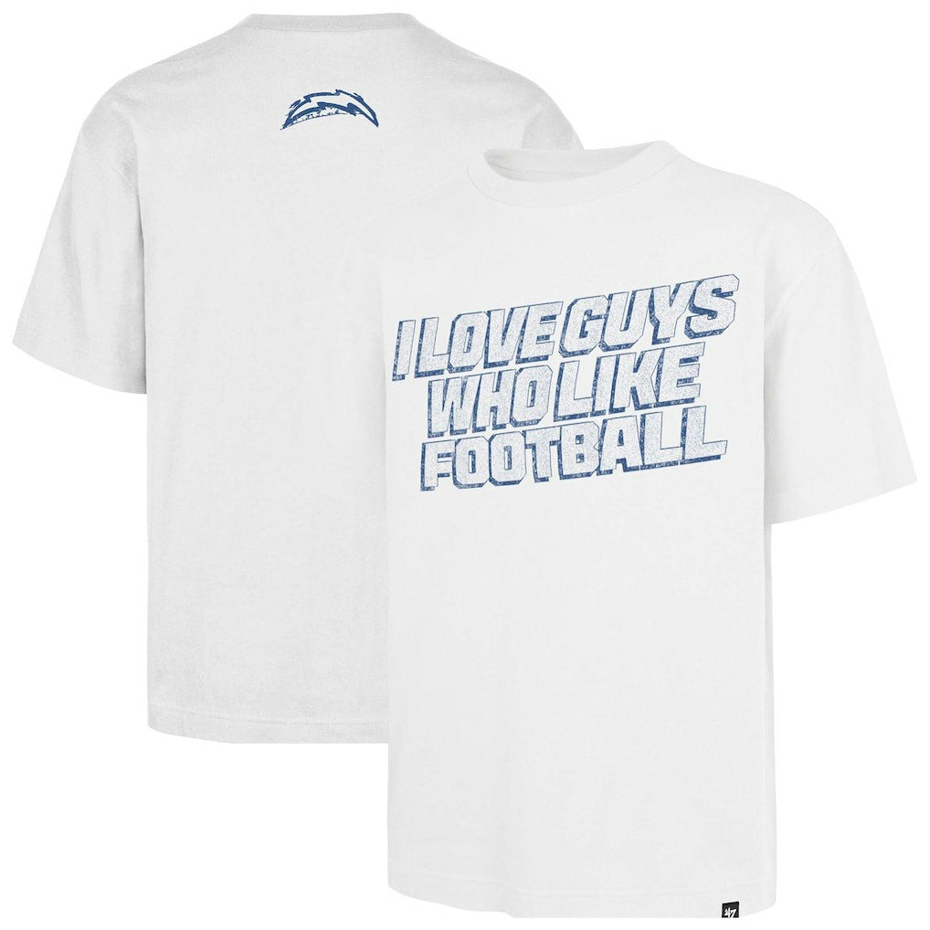 Los Angeles Chargers '47 Unisex I Love Guys Who Like Football Foundation T-Shirt White | 47 brand