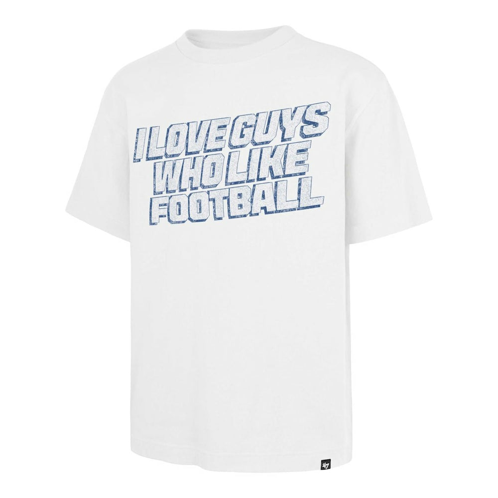 Los Angeles Chargers '47 Unisex I Love Guys Who Like Football Foundation T-Shirt White | 47 brand