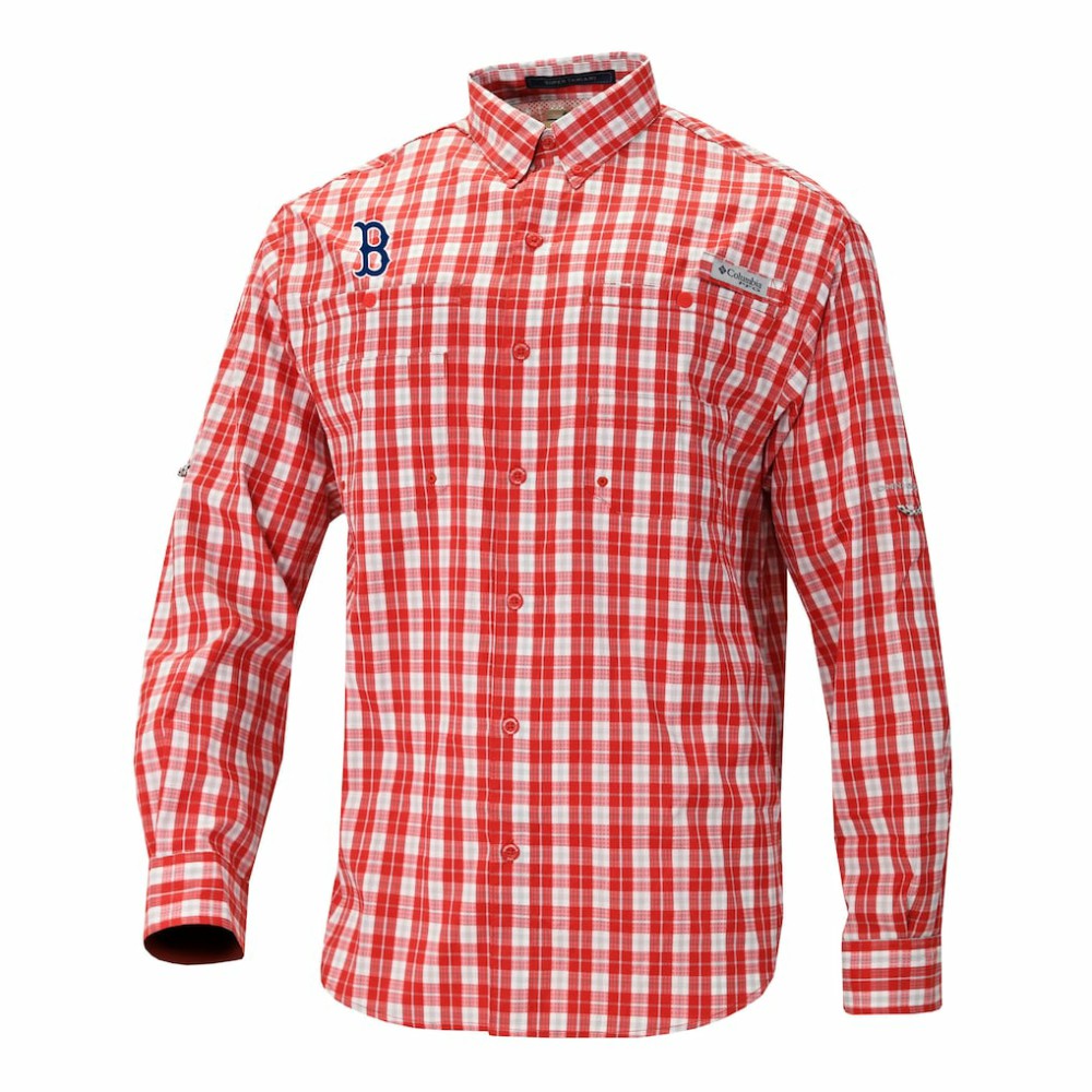 Boston Red Sox Columbia Super Tamiami Omni-Shade Long Sleeve Button-Down Shirt - MLB
