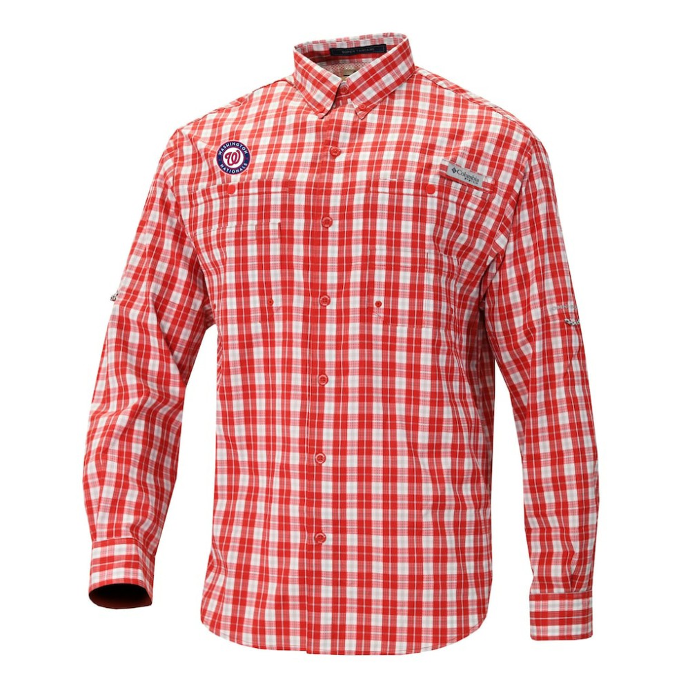 Washington Nationals Columbia Super Tamiami Omni-Shade Long Sleeve Button-Down Shirt - MLB