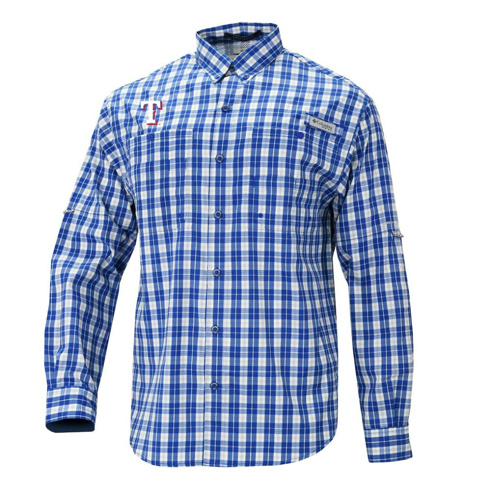Texas Rangers Columbia Super Tamiami Omni-Shade Long Sleeve Button-Down Shirt - MLB