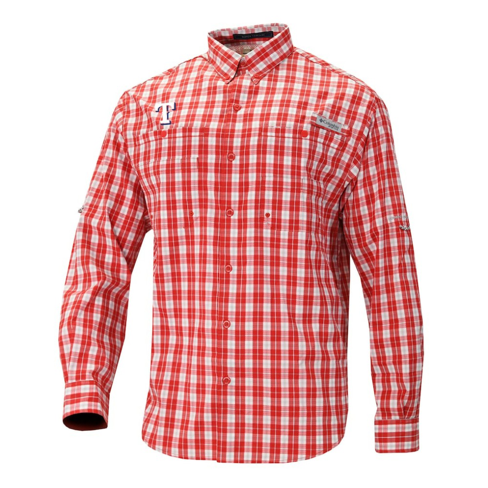 Texas Rangers Columbia Super Tamiami Omni-Shade Long Sleeve Button-Down Shirt - MLB