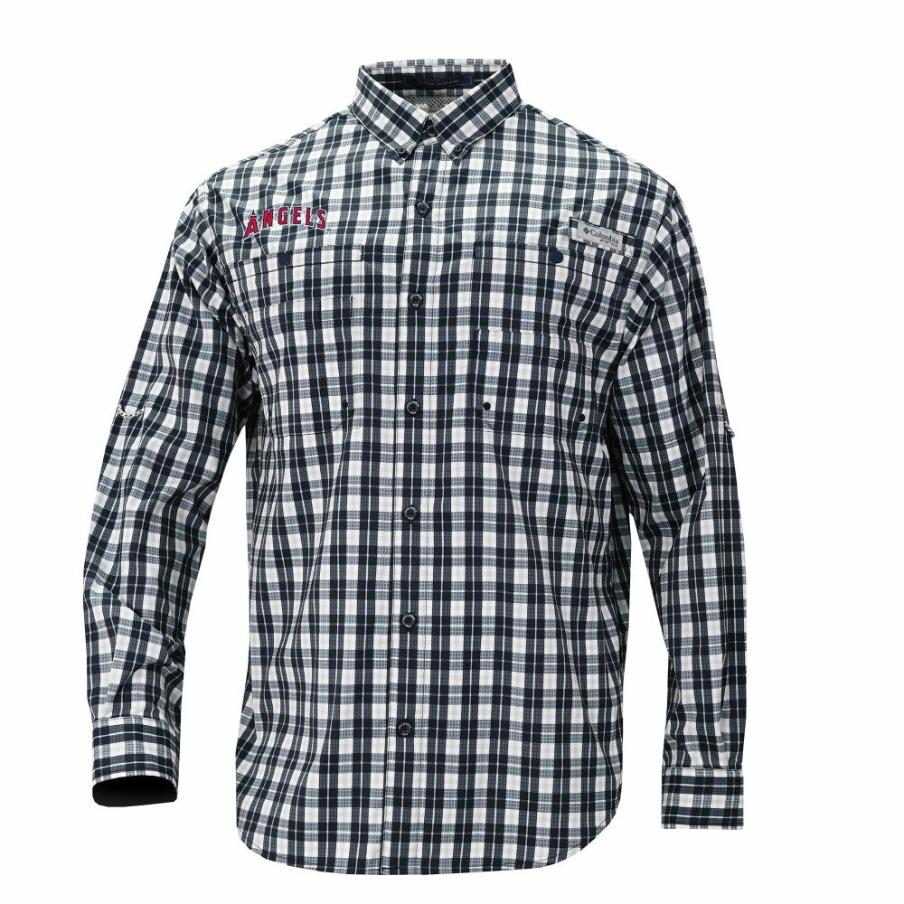 Los Angeles Angels Columbia Super Tamiami Omni-Shade Long Sleeve Button-Down Shirt - MLB