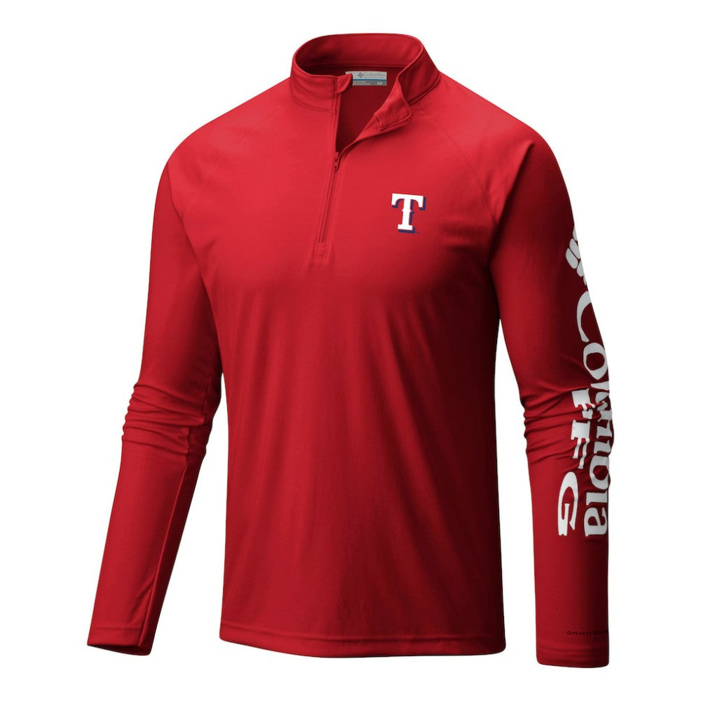 Texas Rangers Columbia Terminal Tackle Omni-Wick Raglan Quarter-Zip Pullover - MLB