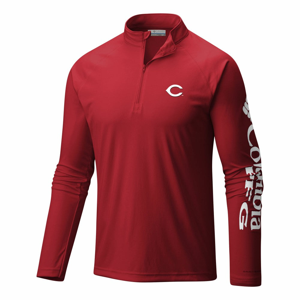 Cincinnati Reds Columbia Terminal Tackle Omni-Wick Raglan Quarter-Zip Pullover - MLB