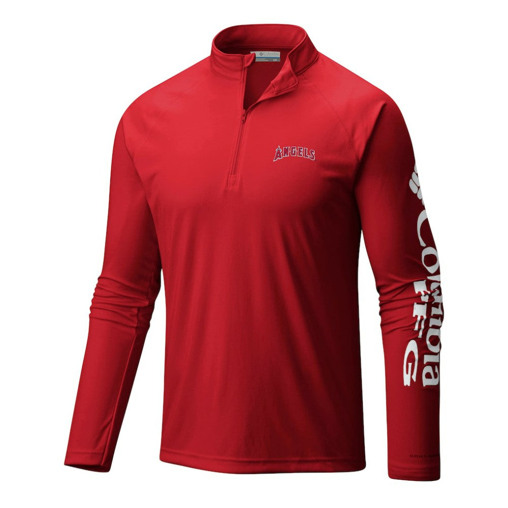 Los Angeles Angels Columbia Terminal Tackle Omni-Wick Raglan Quarter-Zip Pullover - MLB