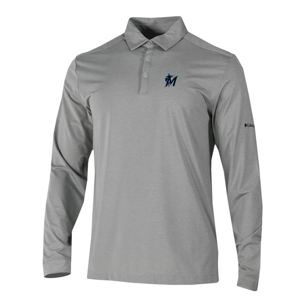 Miami Marlins Columbia Omni-Wick Pin High Long Sleeve Polo - MLB
