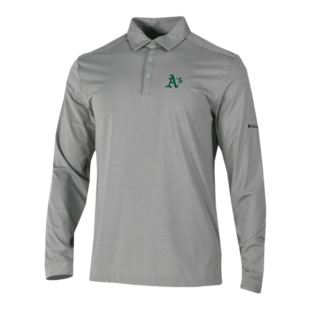 Athletics Columbia Omni-Wick Pin High Long Sleeve Polo - MLB
