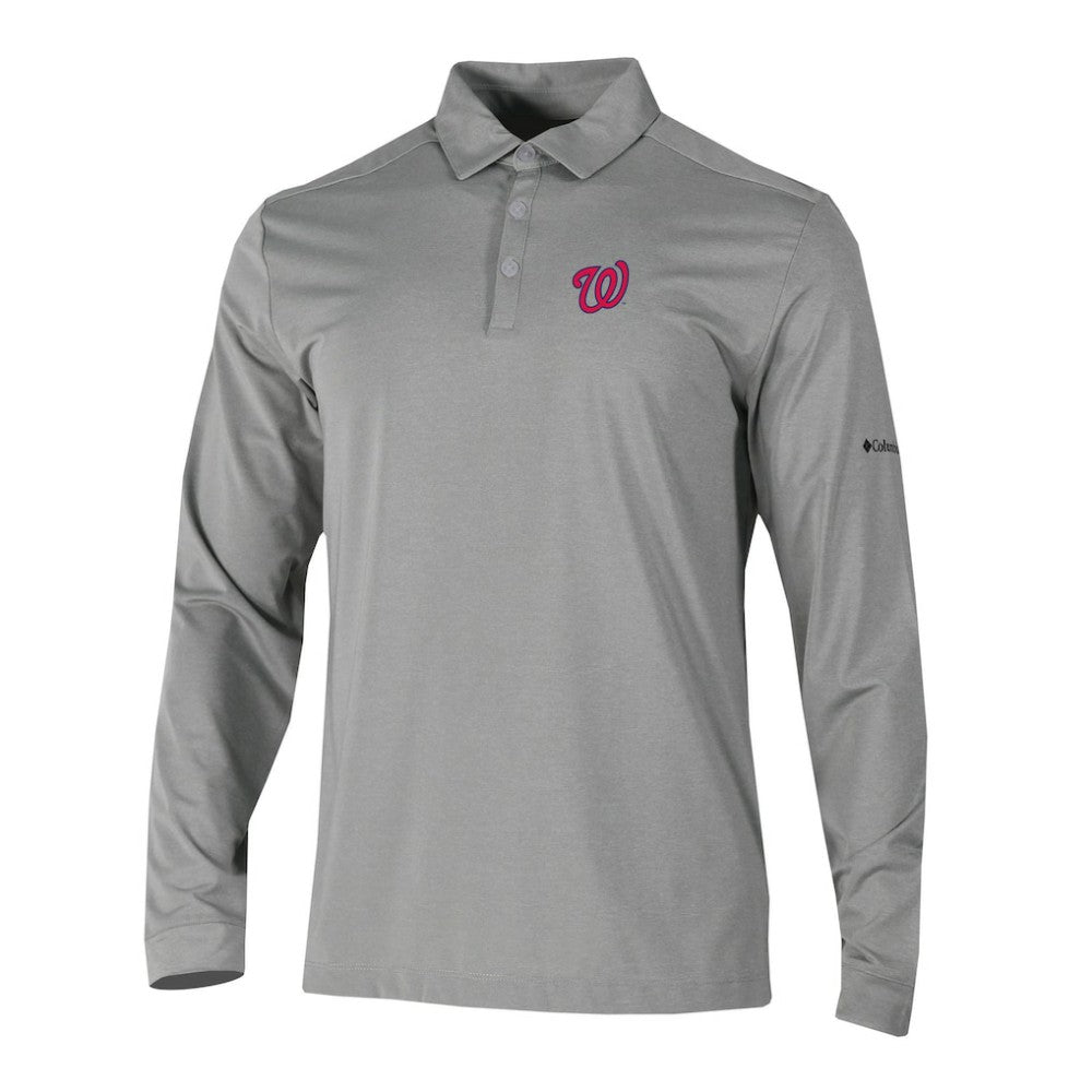 Washington Nationals Columbia Omni-Wick Pin High Long Sleeve Polo - MLB