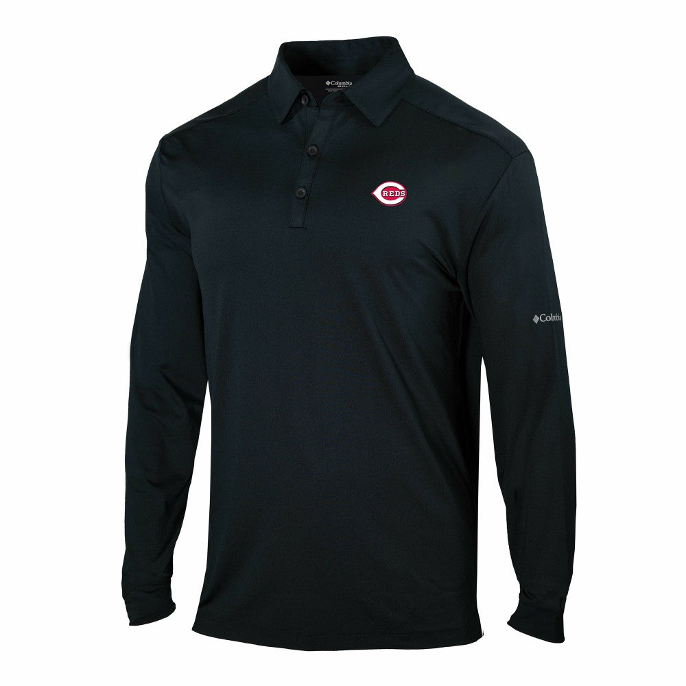 Cincinnati Reds Columbia Omni-Wick Pin High Long Sleeve Polo - MLB