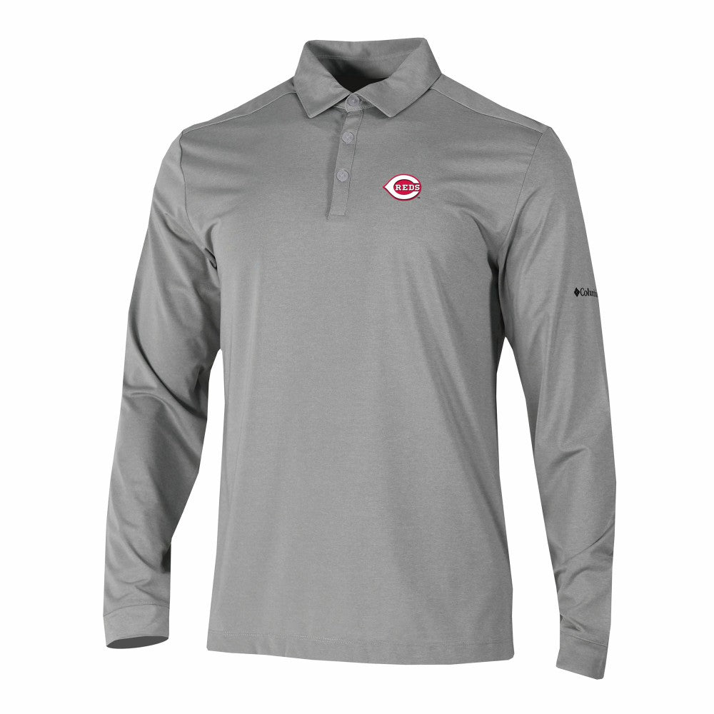 Cincinnati Reds Columbia Omni-Wick Pin High Long Sleeve Polo - MLB
