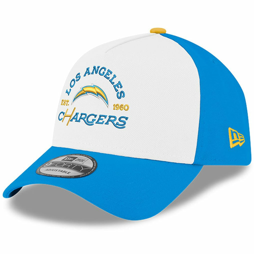 Los Angeles Chargers New Era Charger Power A-Frame 9FORTY Adjustable Hat White/Powder Blue | NFL