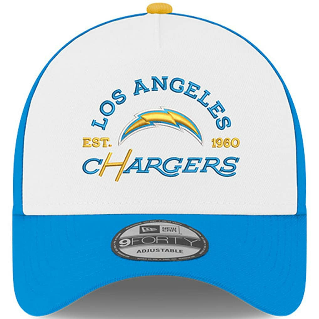 Los Angeles Chargers New Era Charger Power A-Frame 9FORTY Adjustable Hat White/Powder Blue | NFL