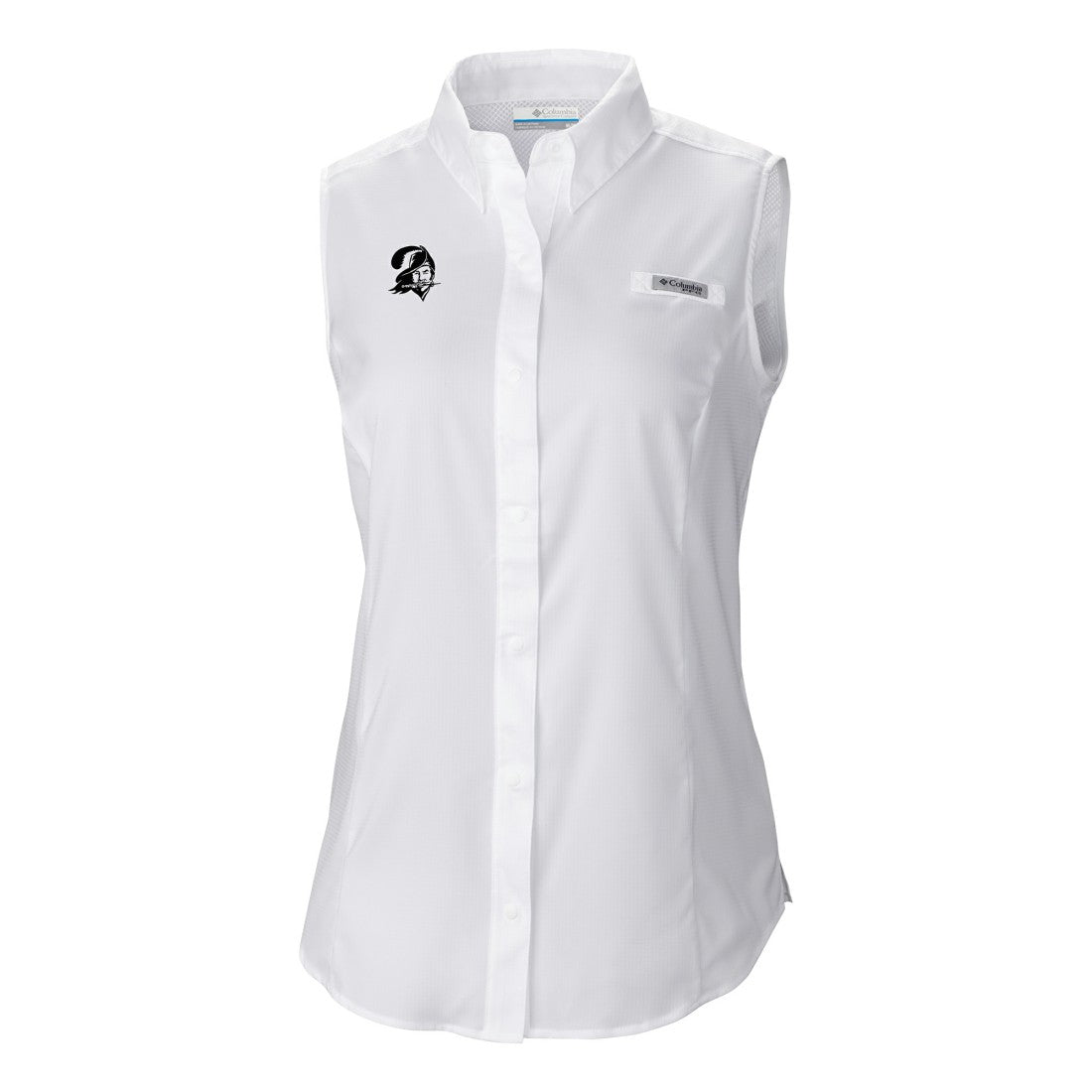 Tampa Bay Buccaneers Women's Historic Tamiami Omni-Shade Sleeveless Button-Up Shirt White | Columbia