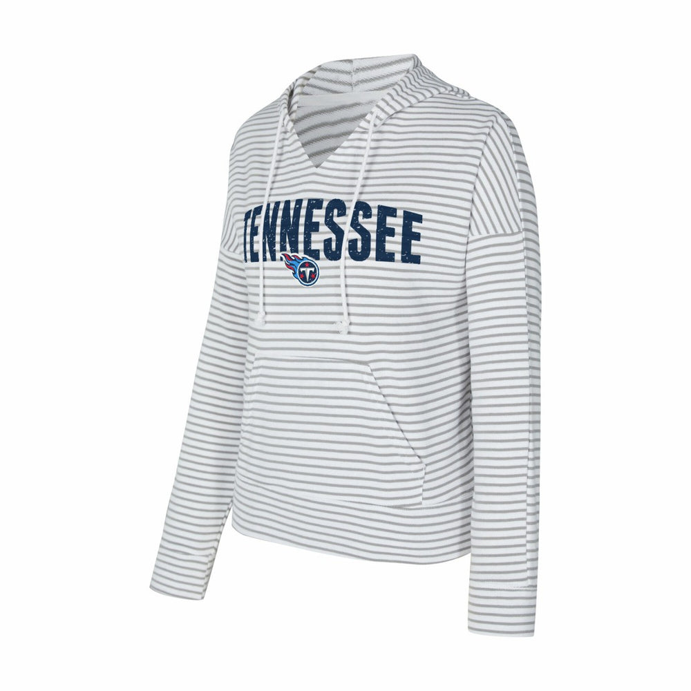 Tennessee Titans Concepts Sport Women's Liftoff Striped V-Neck Hoodie White/Gray | NFL