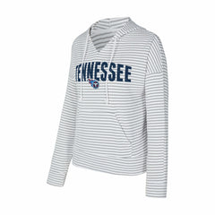 Tennessee Titans Concepts Sport Women's Liftoff Striped V-Neck Hoodie White/Gray | NFL
