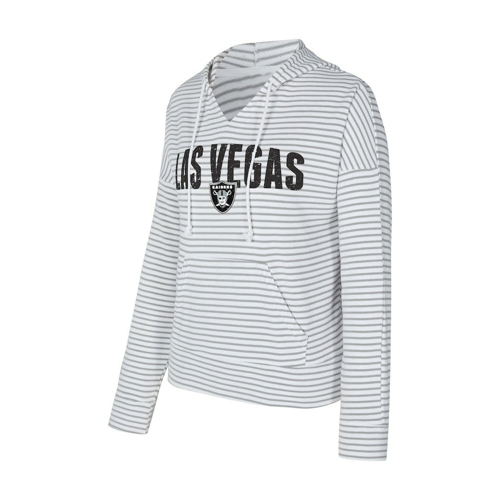 Las Vegas Raiders Concepts Sport Women's Liftoff Striped V-Neck Hoodie White/Gray | NFL