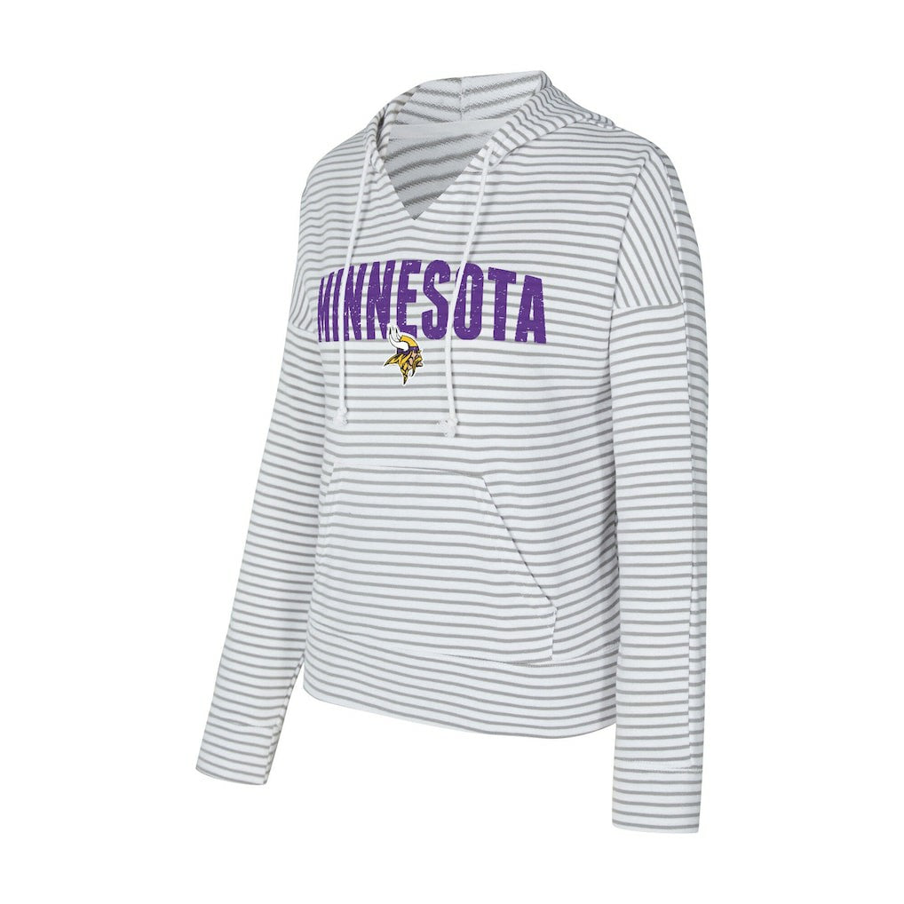 Minnesota Vikings Concepts Sport Women's Liftoff Striped V-Neck Hoodie White/Gray | NFL