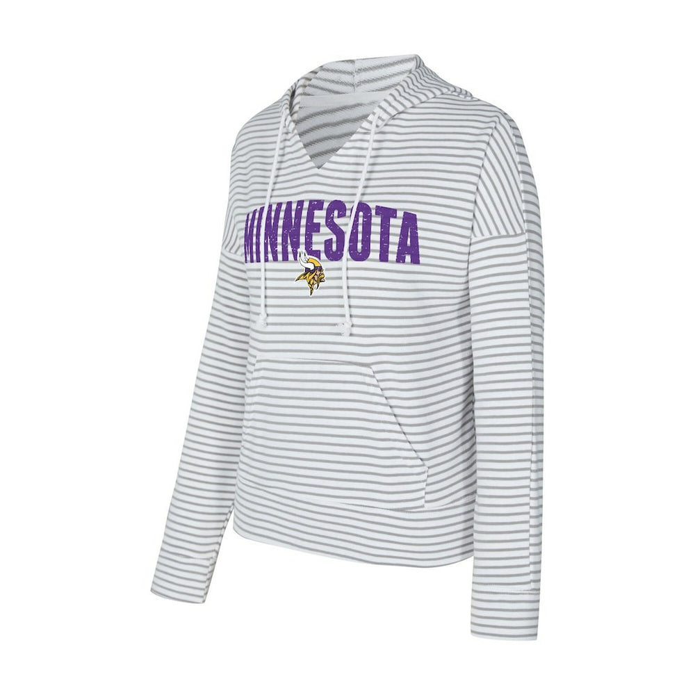 Minnesota Vikings Concepts Sport Women's Liftoff Striped V-Neck Hoodie White/Gray | NFL