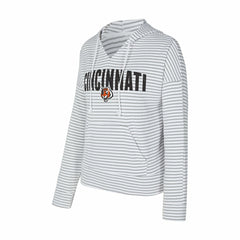 Cincinnati Bengals Concepts Sport Women's Liftoff Striped V-Neck Hoodie White/Gray | NFL
