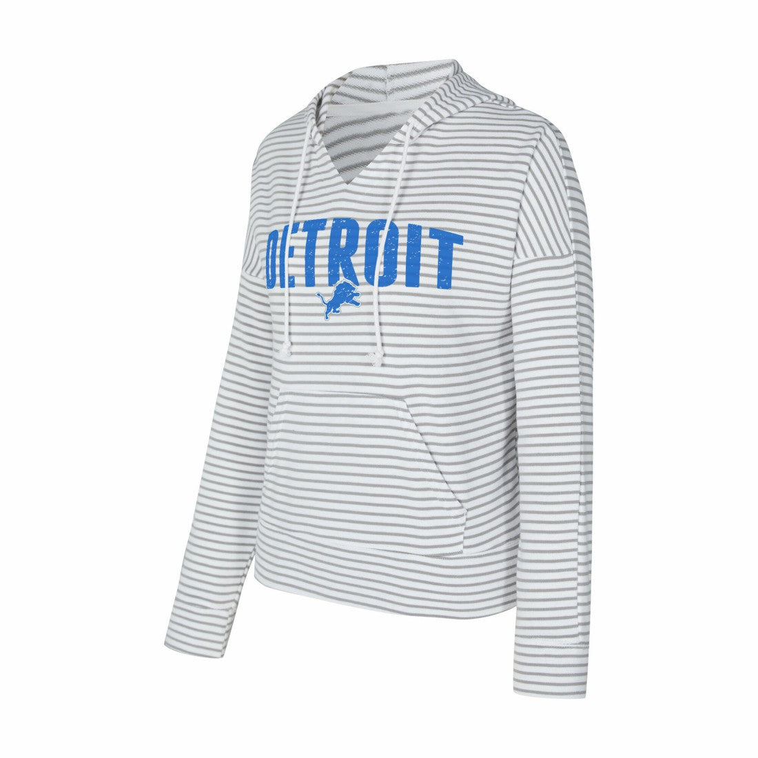 Detroit Lions Concepts Sport Women's Liftoff Striped V-Neck Hoodie White/Gray | NFL