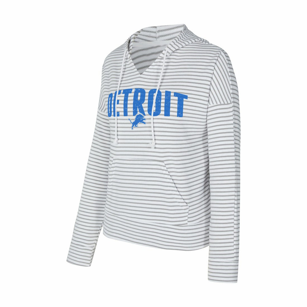 Detroit Lions Concepts Sport Women's Liftoff Striped V-Neck Hoodie White/Gray | NFL