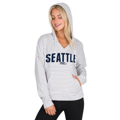 Seattle Seahawks Concepts Sport Women's Liftoff Striped V-Neck Hoodie White/Gray | NFL