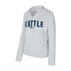 Seattle Seahawks Concepts Sport Women's Liftoff Striped V-Neck Hoodie White/Gray | NFL