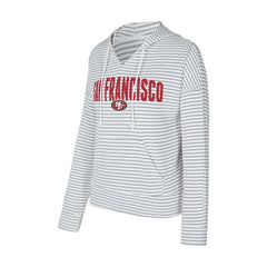San Francisco 49ers Concepts Sport Women's Liftoff Striped V-Neck Hoodie White/Gray | NFL