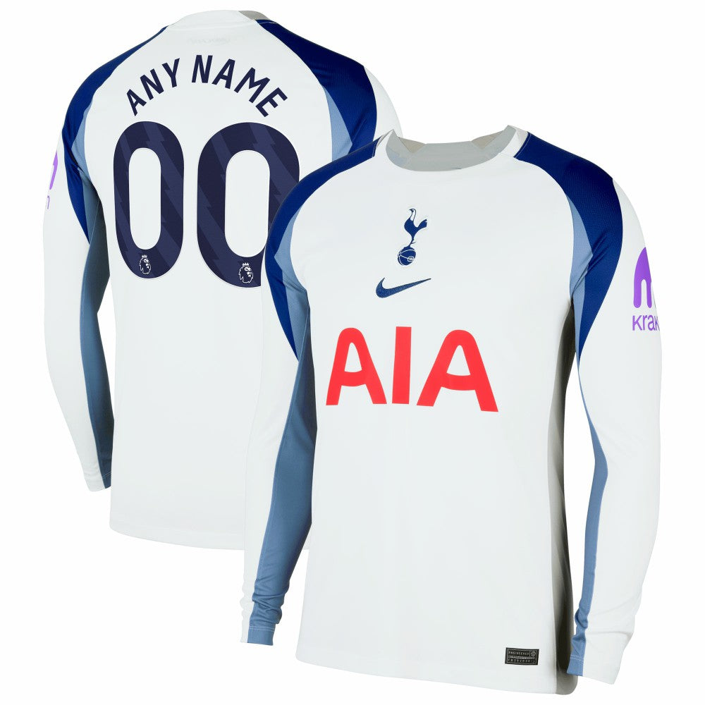 Tottenham Hotspur 2025/26 Home Replica Long Sleeve Custom Jersey White | Nike