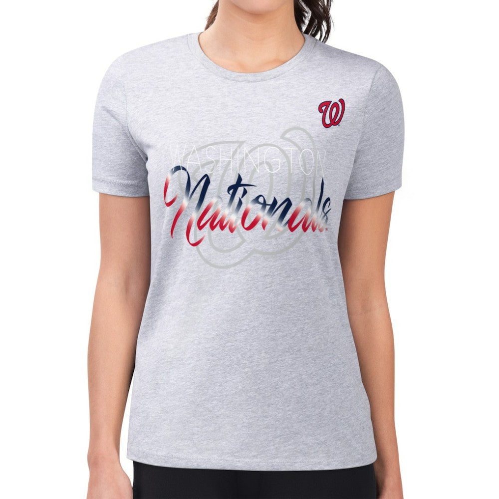 Washington Nationals G-III 4Her by Carl Banks Women's Super-Slim Fit Lightweight Shadow Logo Graphic T-Shirt - MLB