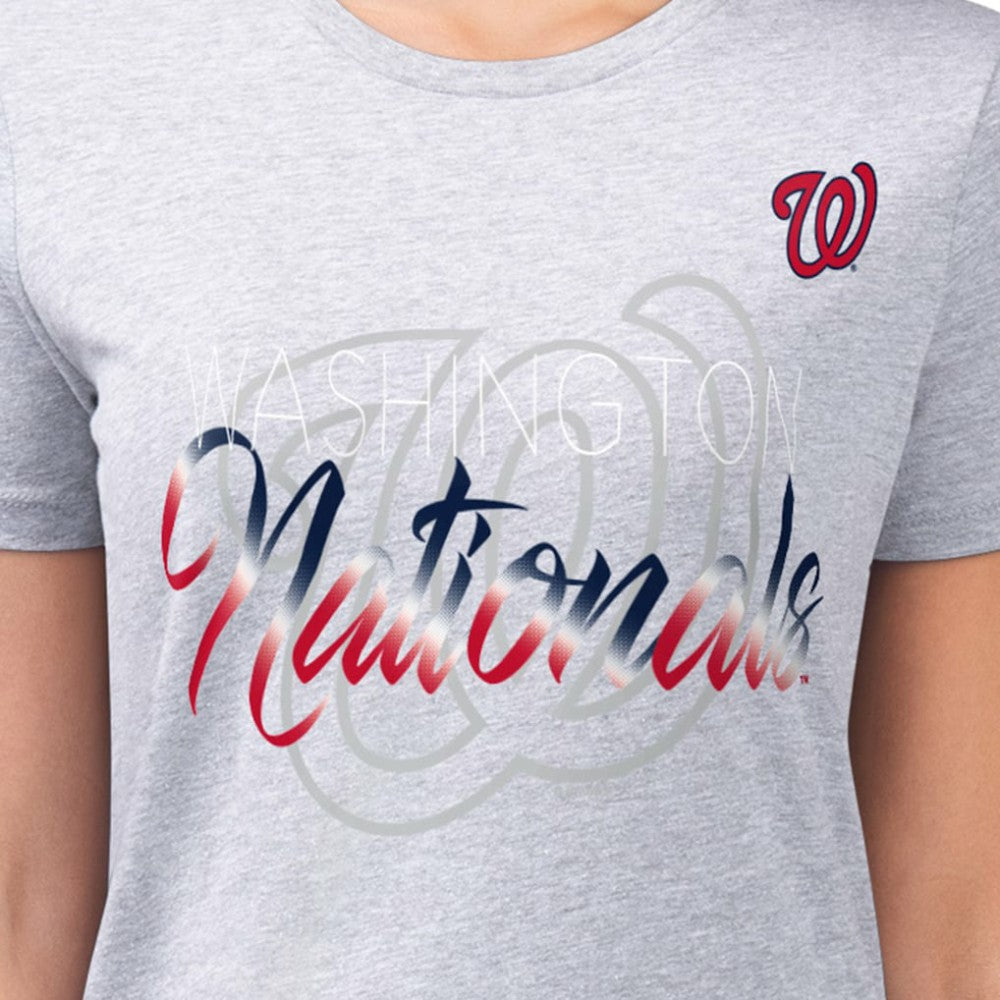 Washington Nationals G-III 4Her by Carl Banks Women's Super-Slim Fit Lightweight Shadow Logo Graphic T-Shirt - MLB