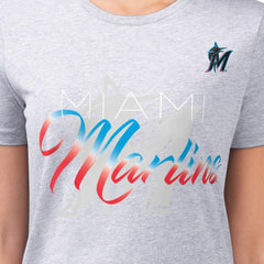 Miami Marlins G-III 4Her by Carl Banks Women's Super-Slim Fit Lightweight Shadow Logo Graphic T-Shirt - MLB