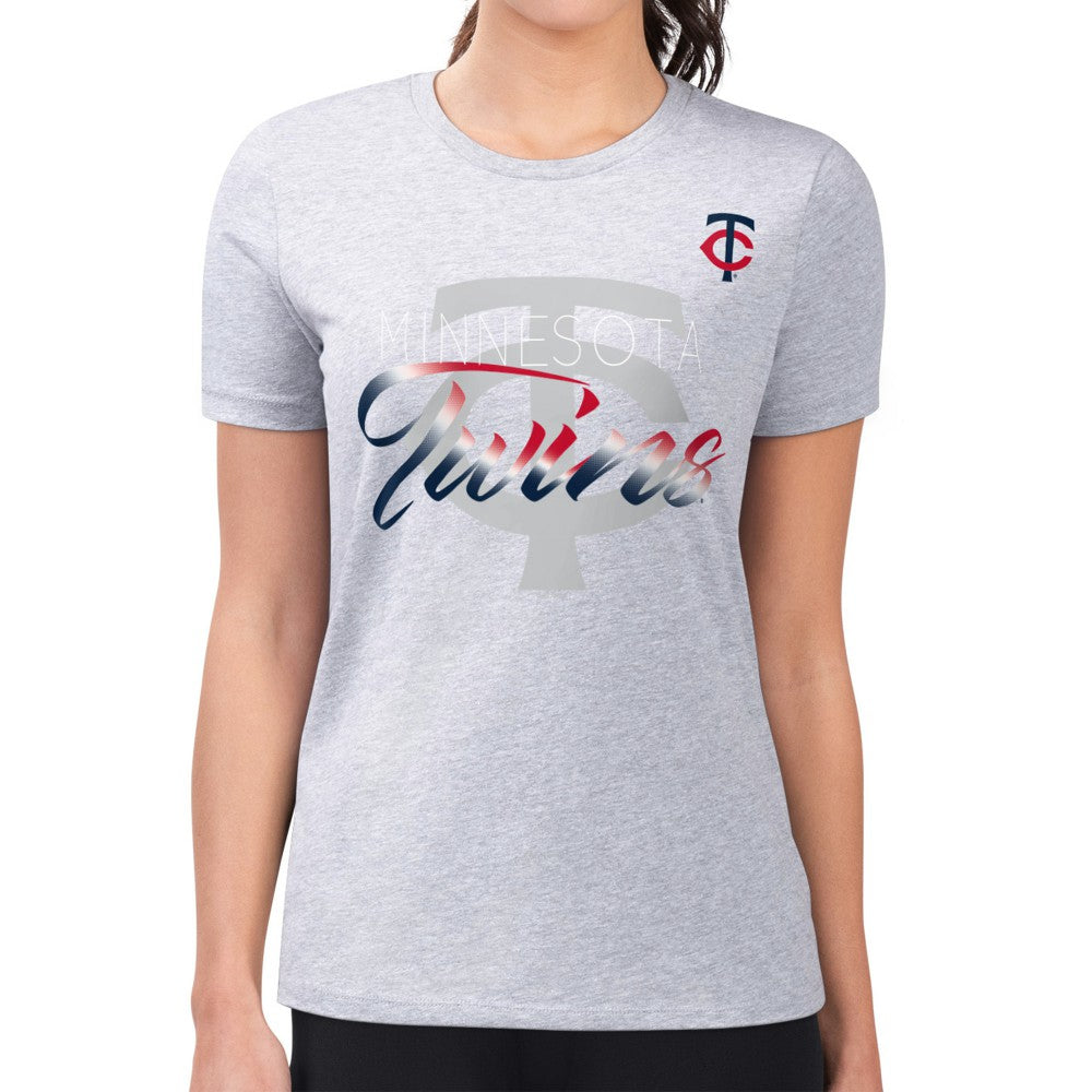 Minnesota Twins G-III 4Her by Carl Banks Women's Super-Slim Fit Lightweight Shadow Logo Graphic T-Shirt - MLB