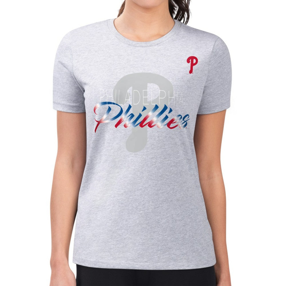 Philadelphia Phillies G-III 4Her by Carl Banks Women's Super-Slim Fit Lightweight Shadow Logo Graphic T-Shirt - MLB