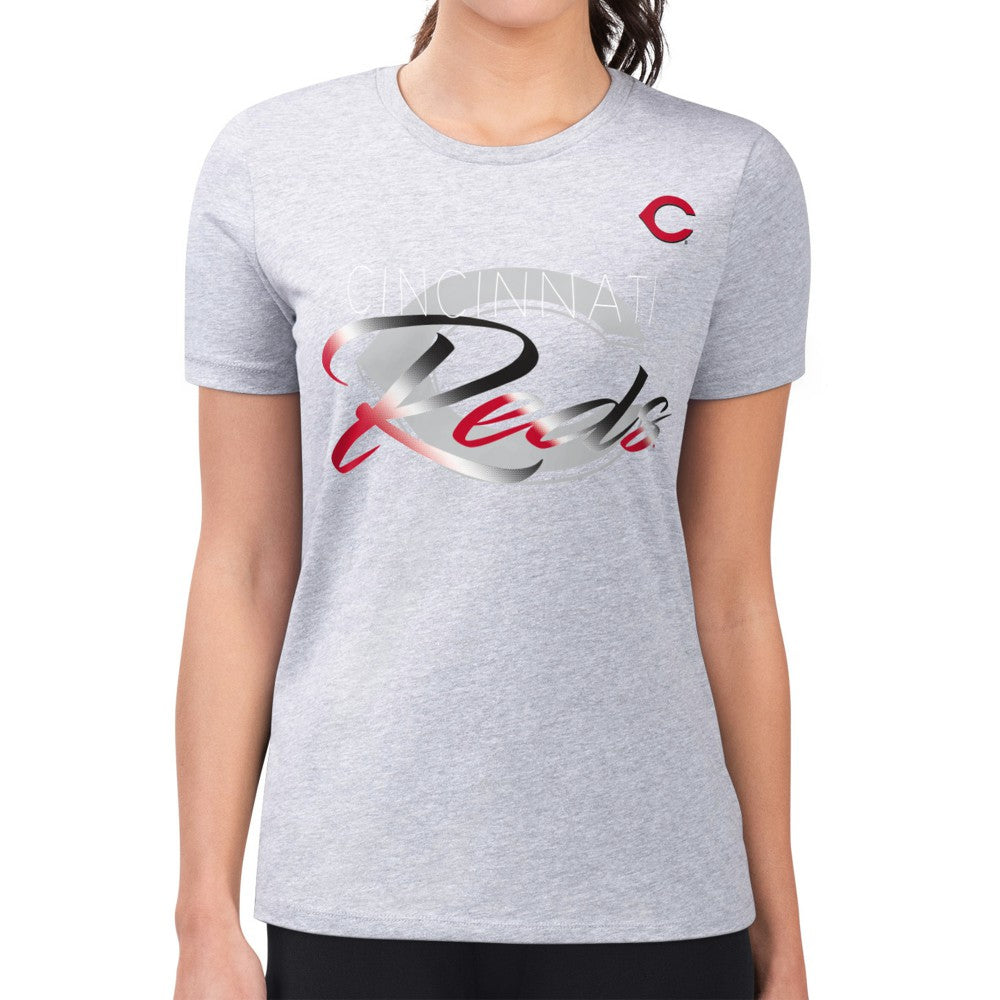 Cincinnati Reds G-III 4Her by Carl Banks Women's Super-Slim Fit Lightweight Shadow Logo Graphic T-Shirt - MLB