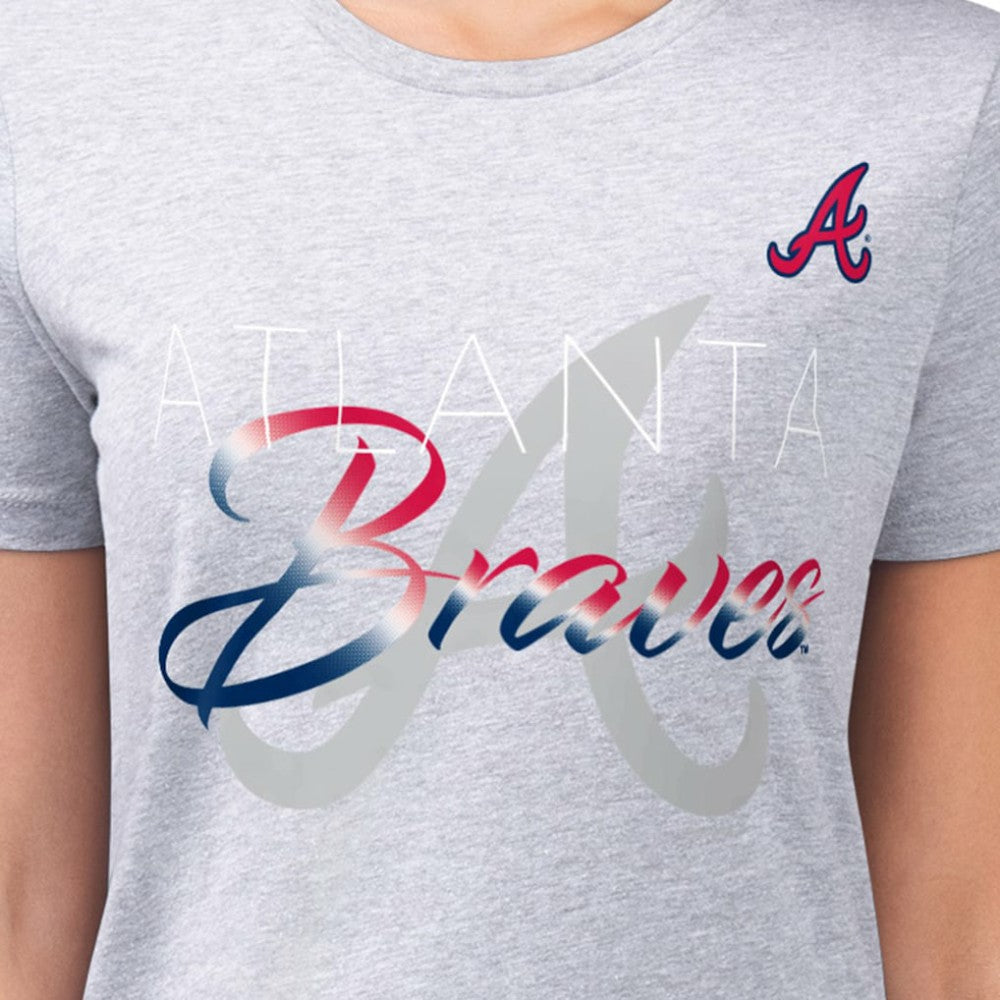 Atlanta Braves G-III 4Her by Carl Banks Women's Super-Slim Fit Lightweight Shadow Logo Graphic T-Shirt - MLB