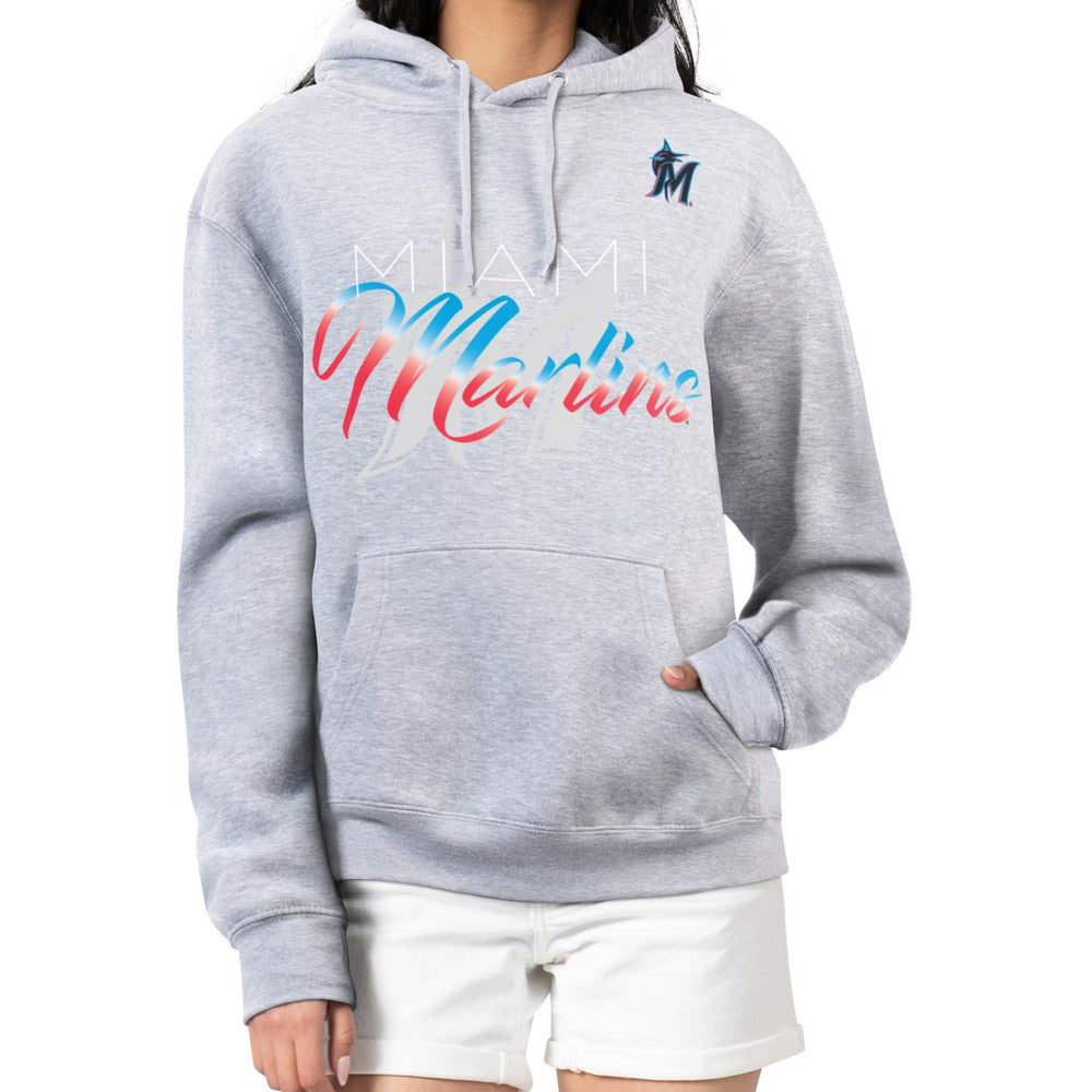 Miami Marlins G-III 4Her by Carl Banks Women's Shadow Logo Graphic Pullover Hoodie - MLB