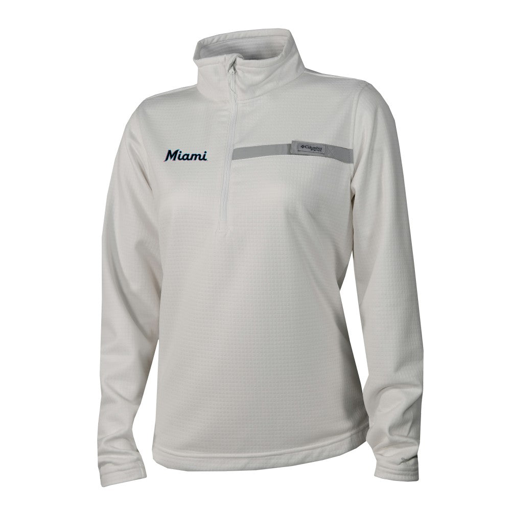 Miami Marlins Columbia Women's Skiff Guide Fleece Half-Zip Pullover Jacket - MLB