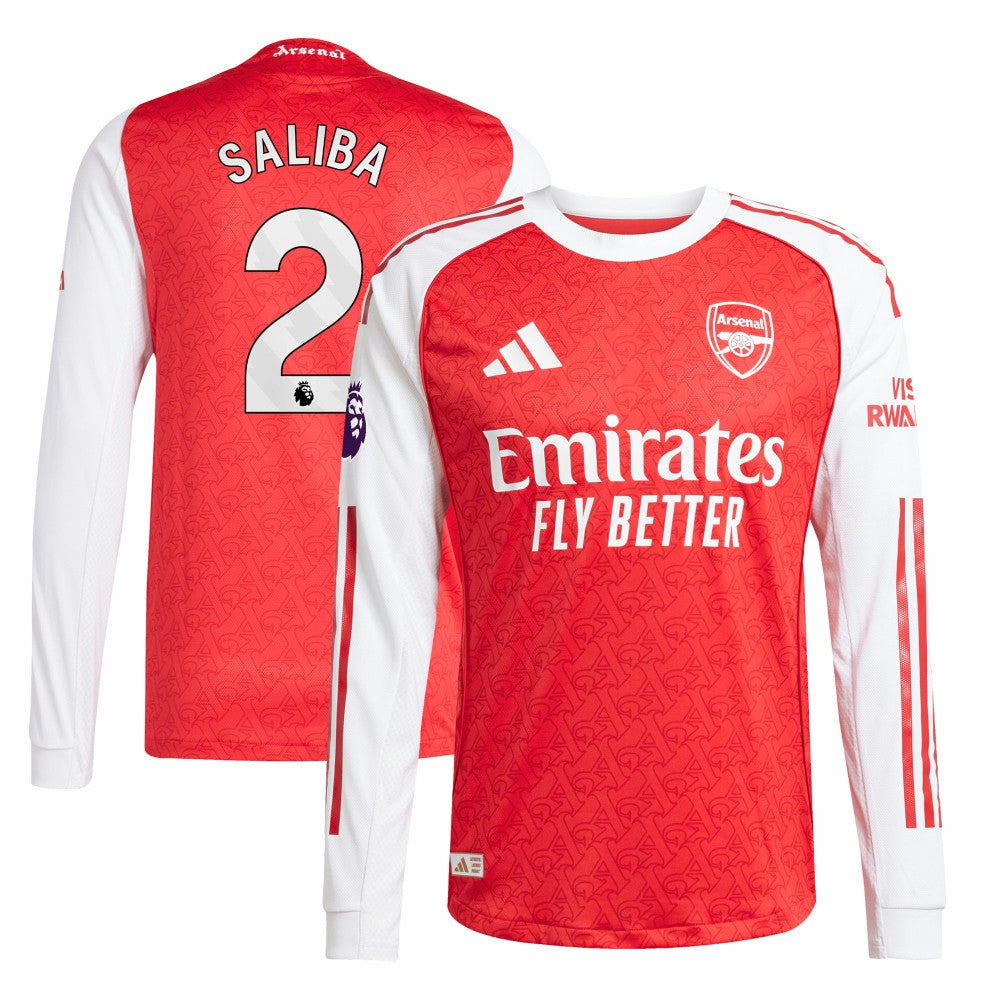William Saliba Arsenal 2025/26 Home Long Sleeve Player Jersey Red | Adidas Online